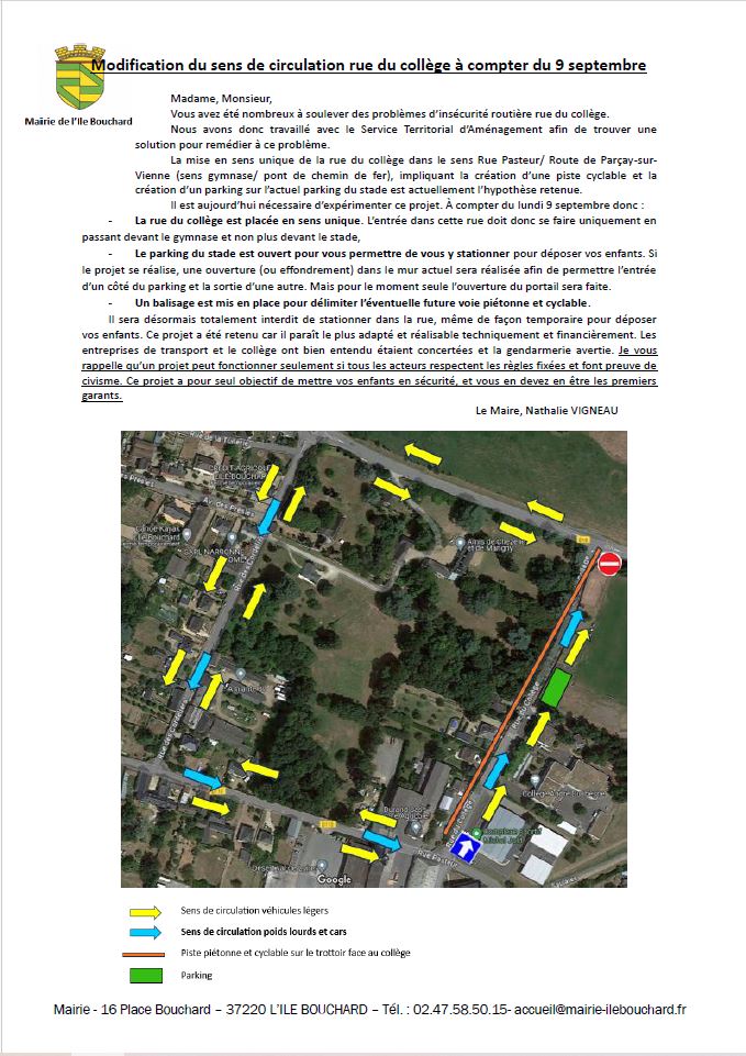 Lire la suite à propos de l’article MODIFICATION DU SENS  DE CIRCULATION RUE DU COLLEGE A COMPTER DU 9 SEPTEMBRE 2024